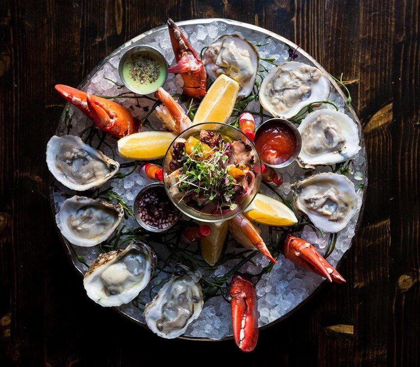 Oysters, octopus and lobster