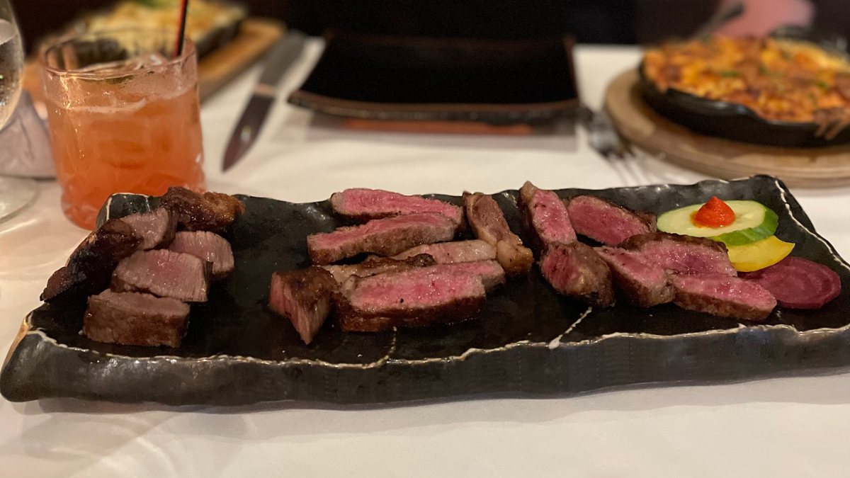 Kobe and Wagyu steak tasting platter served at 212 Steakhouse